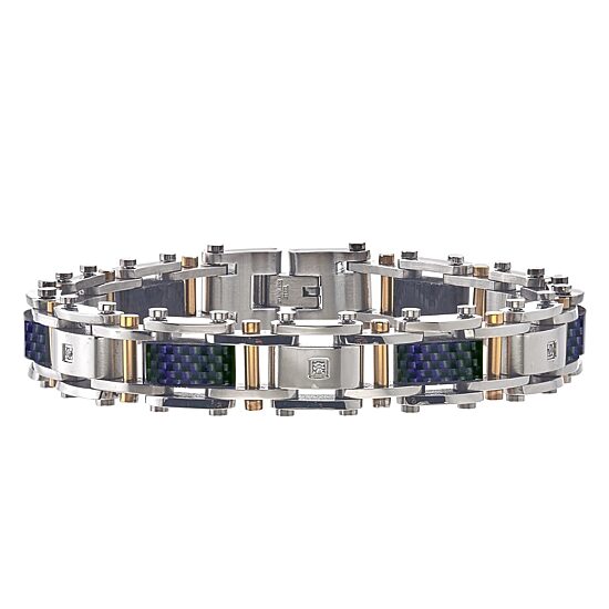 Mens Stainless Steel 8 1/2 Inch Link Bracelet