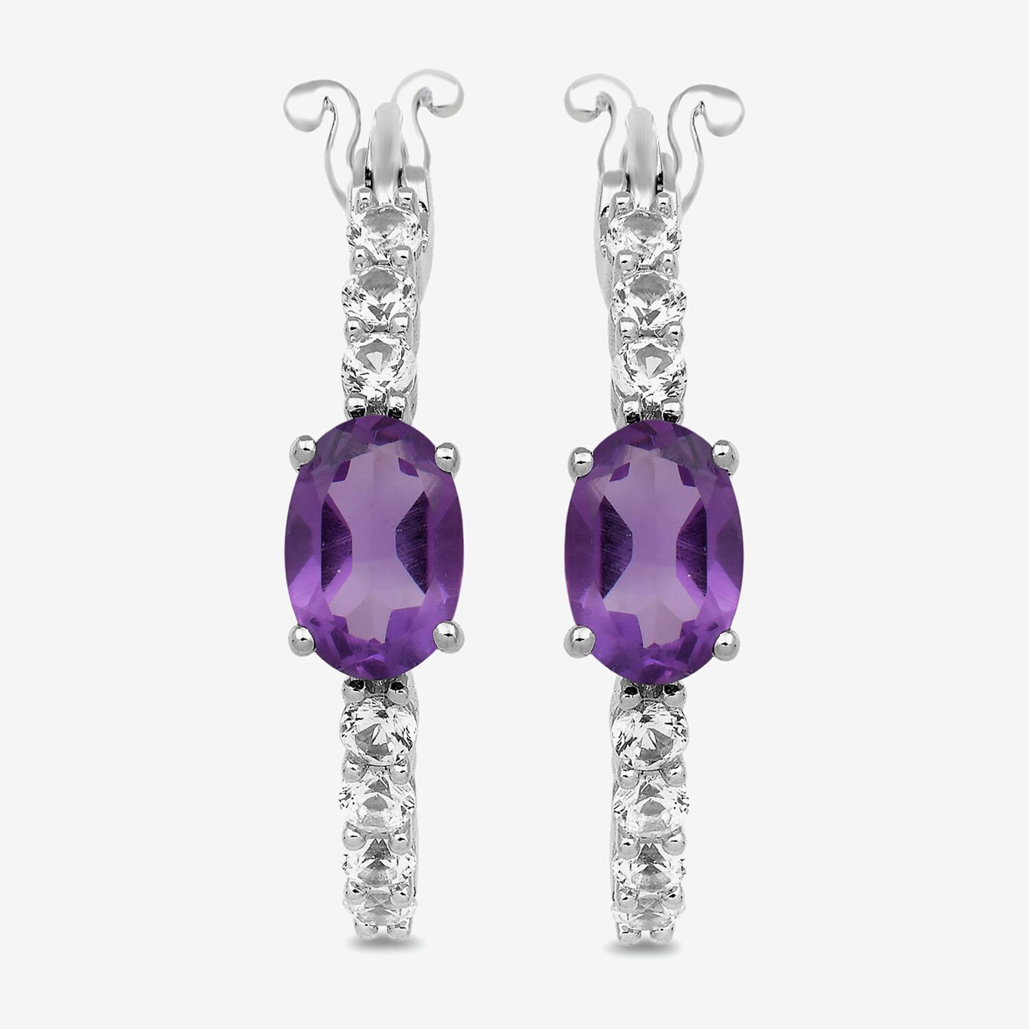 Gemstone Sterling Silver 19.5mm Hoop Earrings