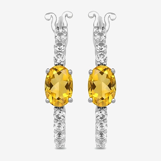 Gemstone Sterling Silver 19.5mm Hoop Earrings