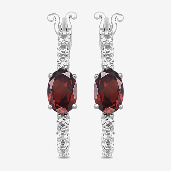 Gemstone Sterling Silver 19.5mm Hoop Earrings