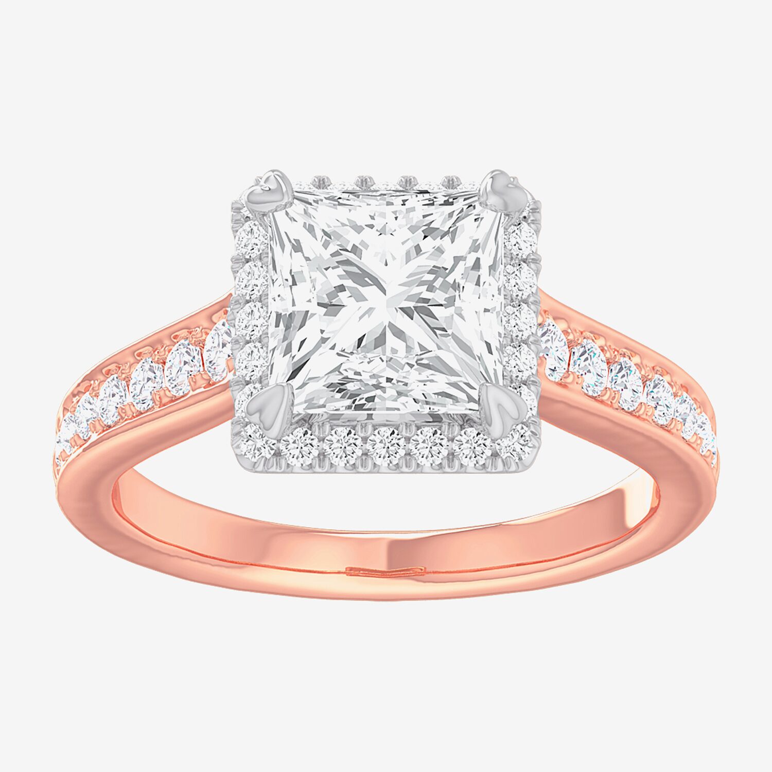 G-H / Si1-Si2) Womens 1/ CT. T.W. Lab Grown White Diamond 14K Gold Side Stone Halo Engagement Ring
