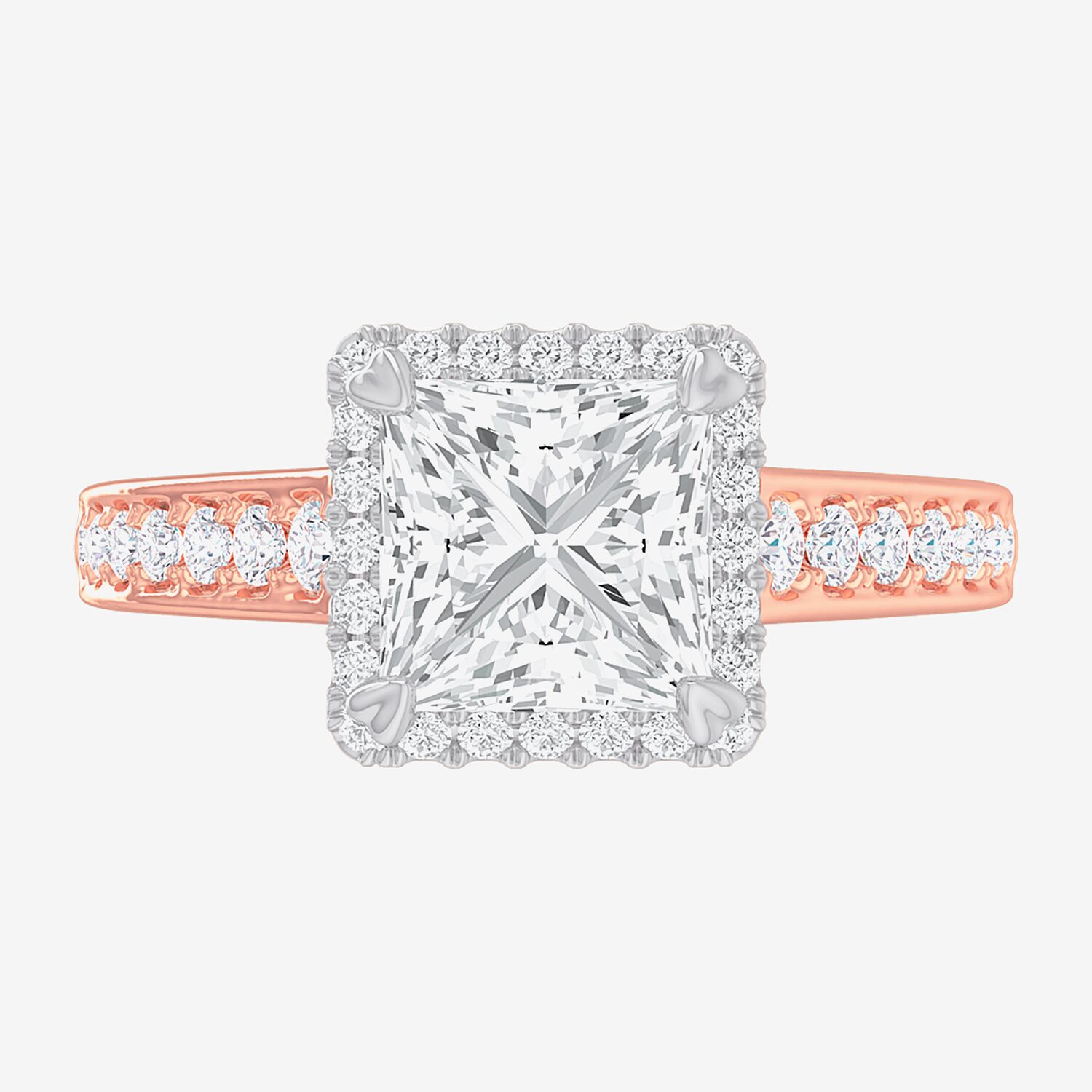 G-H / Si1-Si2) Womens 2 1/2 CT. T.W. Lab Grown White Diamond 14K Gold Side Stone Halo Engagement Ring