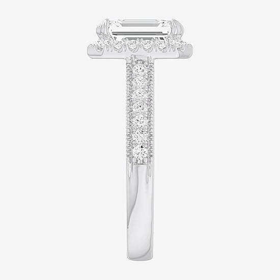 (G-H / Si1-Si2) Womens 2 1/2 CT. T.W. Lab Grown White Diamond 14K Gold Side Stone Halo Engagement Ring