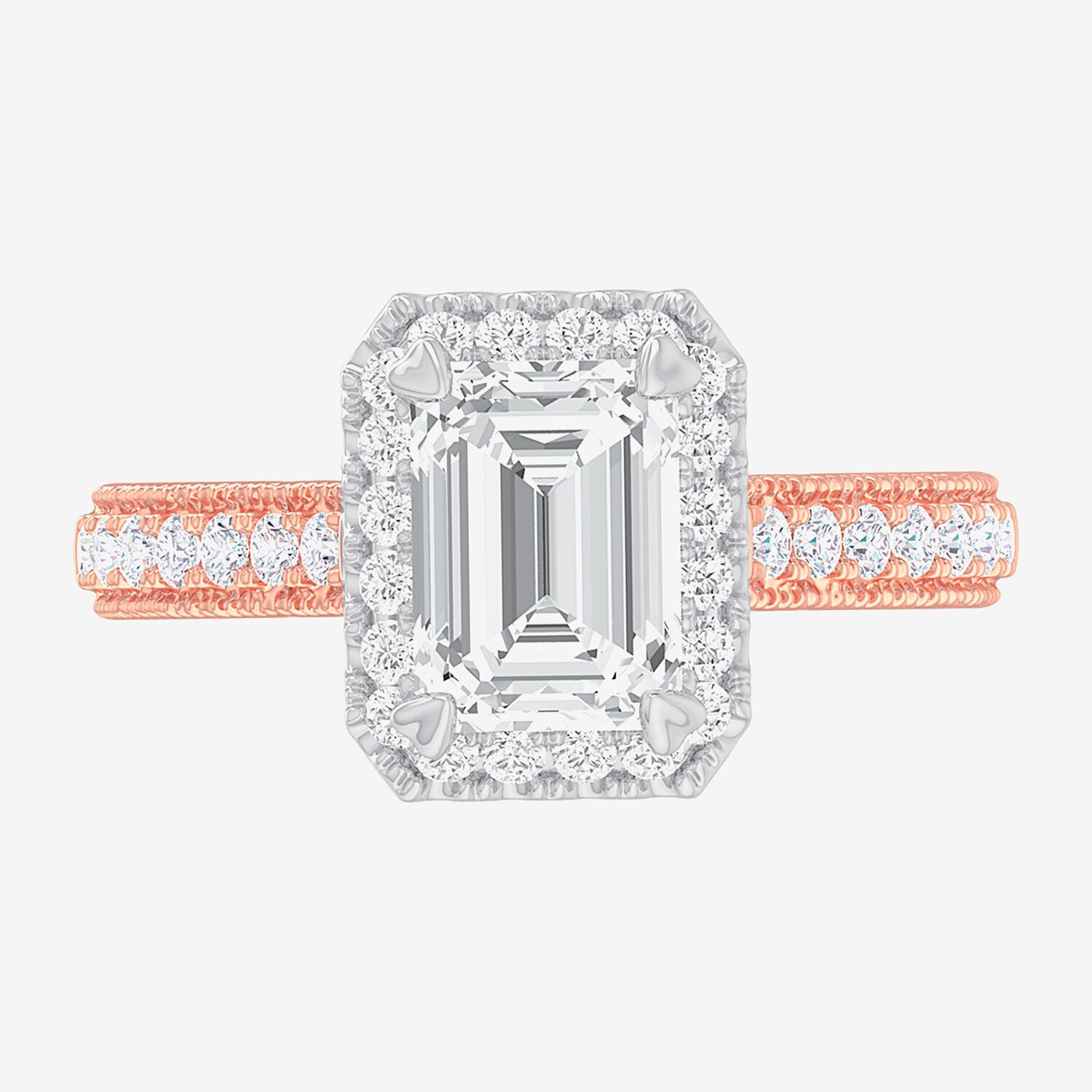 G-H / Si1-Si2) Womens 1/ CT. T.W. Lab Grown White Diamond 14K Gold Side Stone Halo Engagement Ring