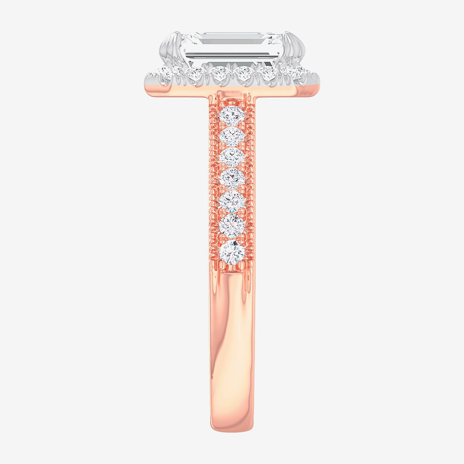 G-H / Si1-Si2) Womens 1/ CT. T.W. Lab Grown White Diamond 14K Gold Side Stone Halo Engagement Ring