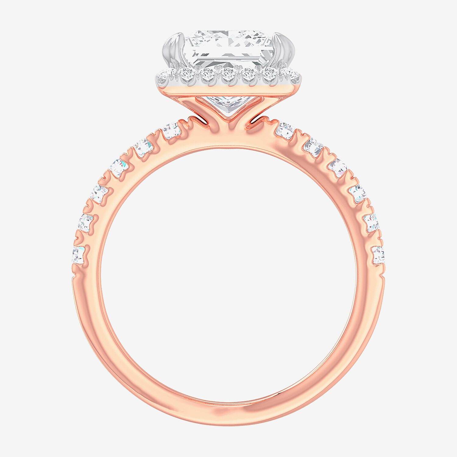 (G-H / Si1-Si2) Womens 2 1/2 CT. T.W. Lab Grown White Diamond 14K Gold Side Stone Halo Engagement Ring
