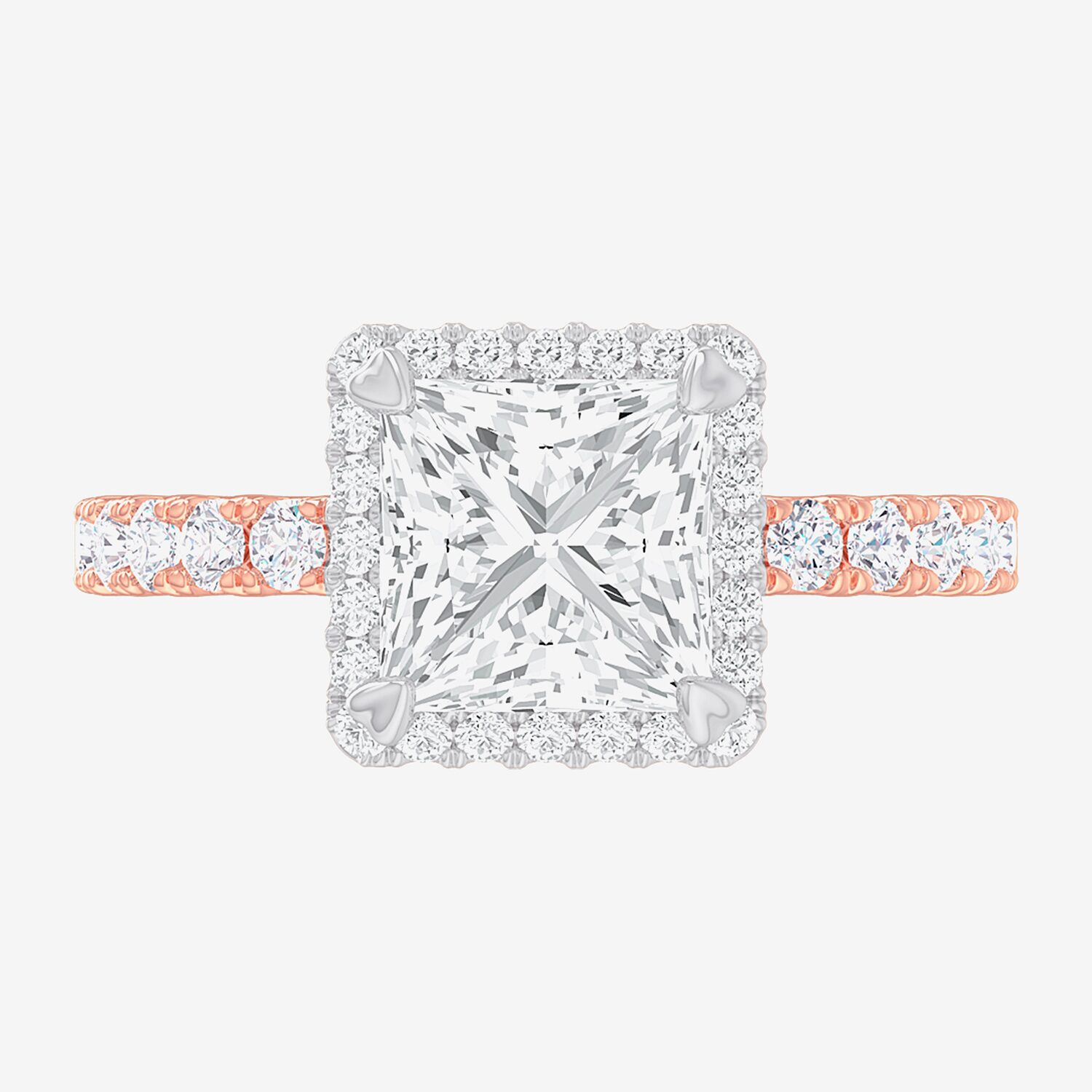 (G-H / Si1-Si2) Womens 2 1/2 CT. T.W. Lab Grown White Diamond 14K Gold Side Stone Halo Engagement Ring