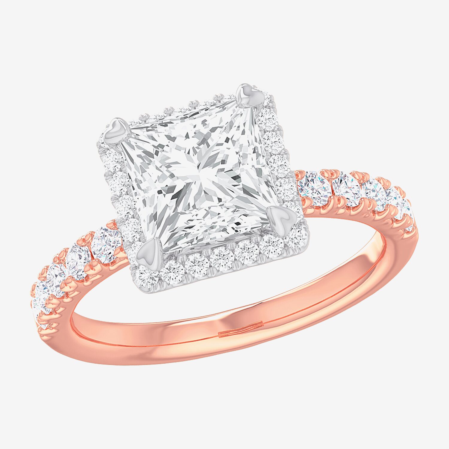 (G-H / Si1-Si2) Womens 2 1/2 CT. T.W. Lab Grown White Diamond 14K Gold Side Stone Halo Engagement Ring