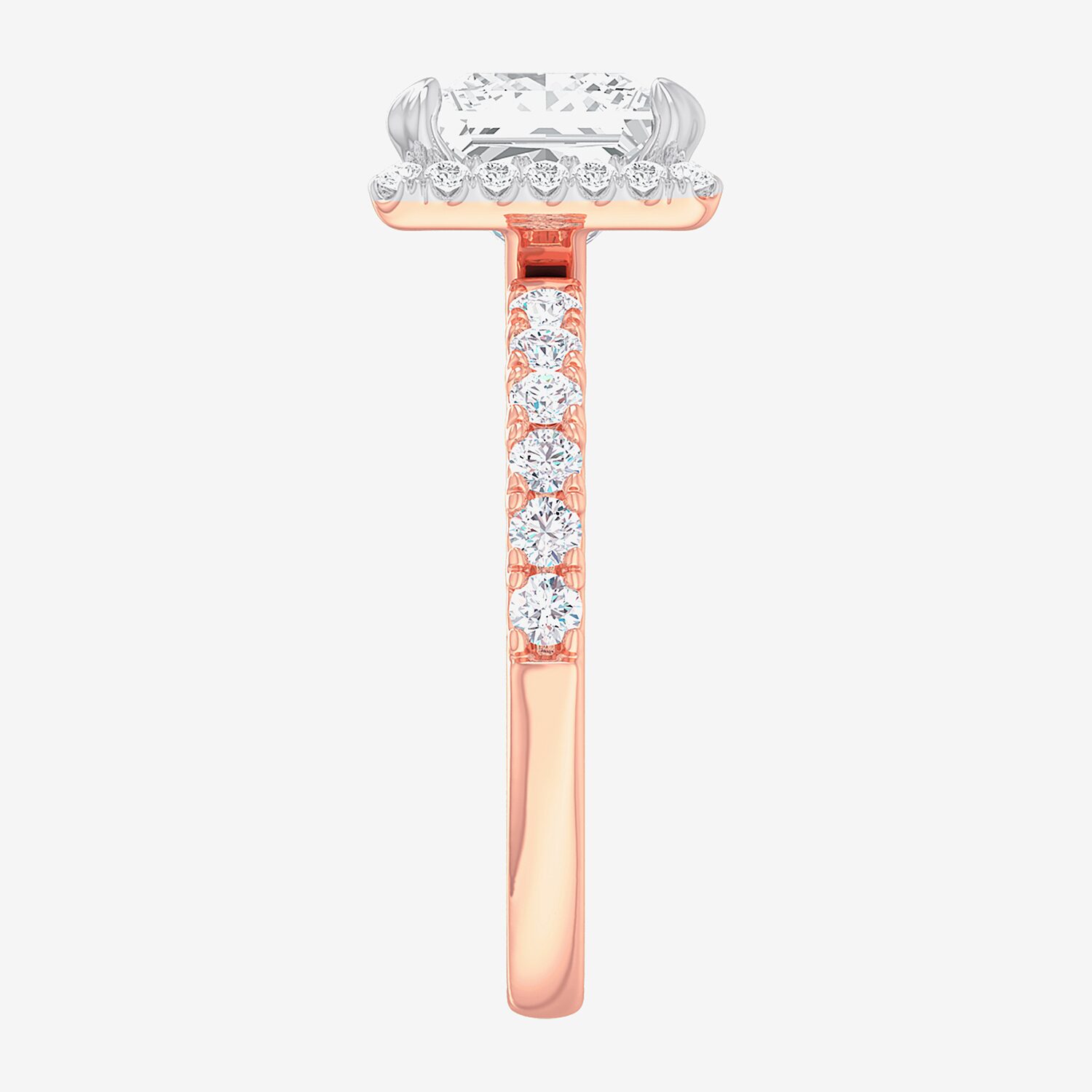 (G-H / Si1-Si2) Womens 2 1/2 CT. T.W. Lab Grown White Diamond 14K Gold Side Stone Halo Engagement Ring