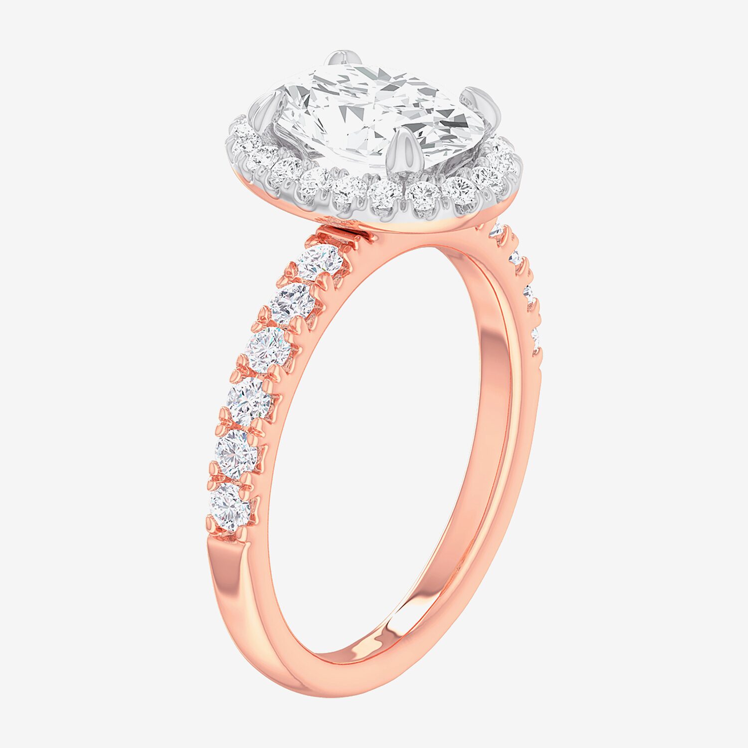 (G-H / Si1-Si2) Womens 2 1/2 CT. T.W. Lab Grown White Diamond 14K Gold Oval Side Stone Halo Engagement Ring