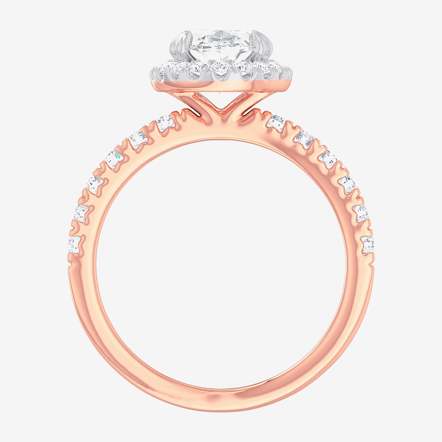 (G-H / Si1-Si2) Womens 2 1/2 CT. T.W. Lab Grown White Diamond 14K Gold Oval Side Stone Halo Engagement Ring