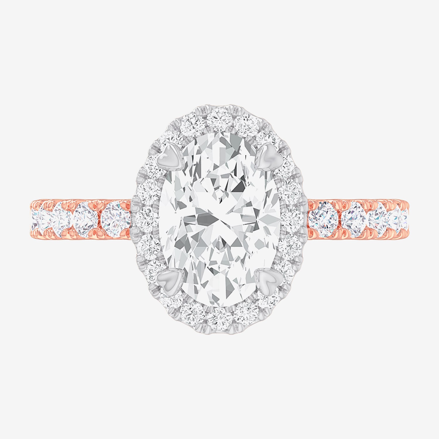 (G-H / Si1-Si2) Womens 2 1/2 CT. T.W. Lab Grown White Diamond 14K Gold Oval Side Stone Halo Engagement Ring