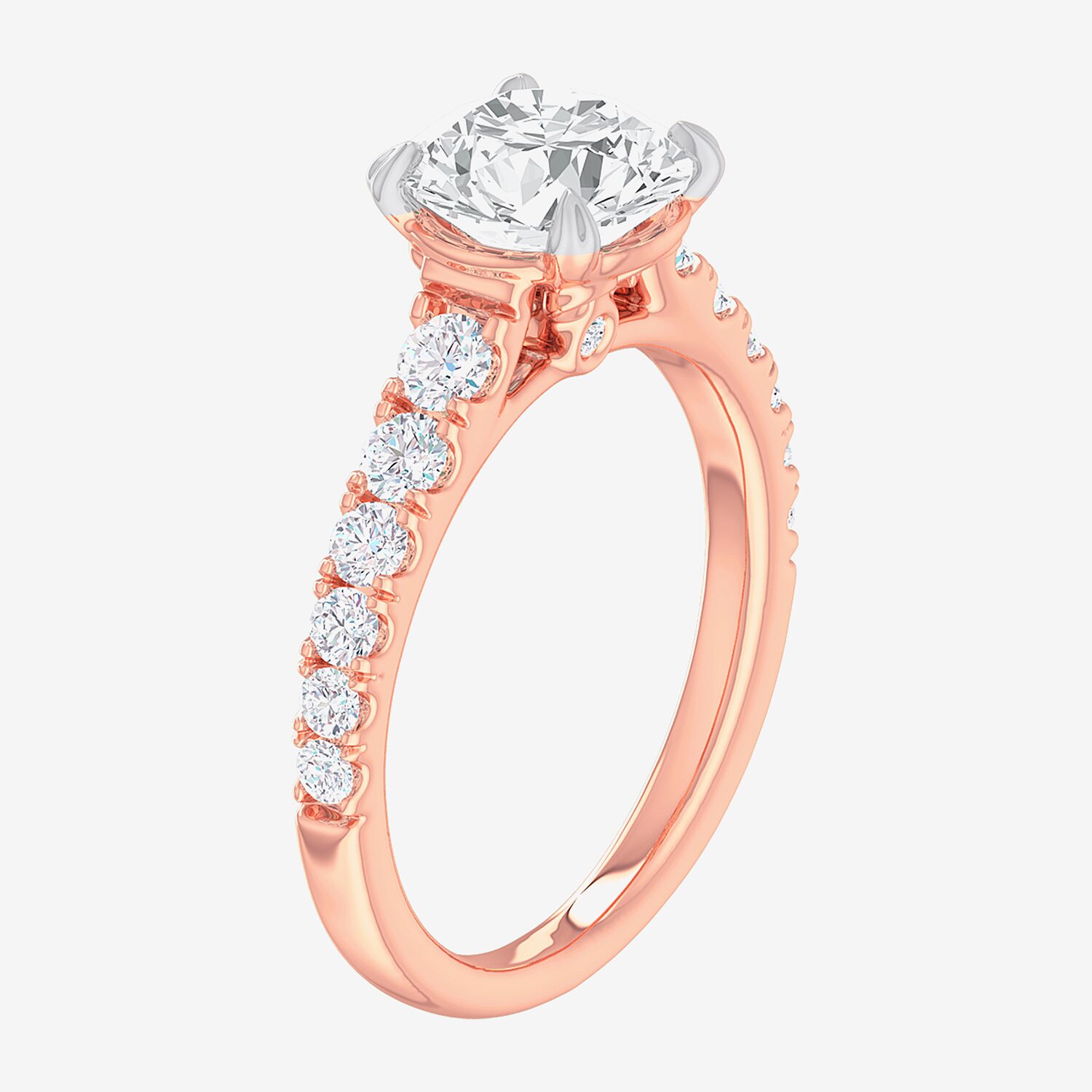 G-H / Si1-Si2) Womens 1/ CT. T.W. Lab Grown White Diamond 14K Gold Round Side Stone Engagement Ring