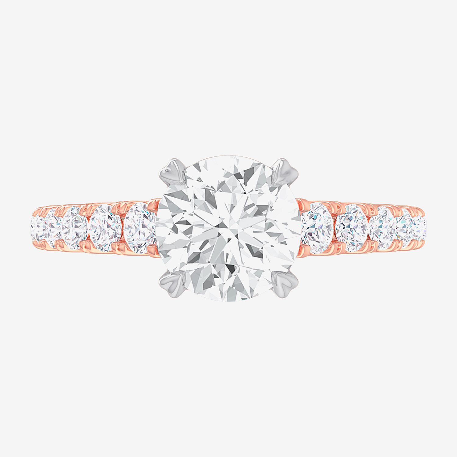 G-H / Si1-Si2) Womens 1/ CT. T.W. Lab Grown White Diamond 14K Gold Round Side Stone Engagement Ring
