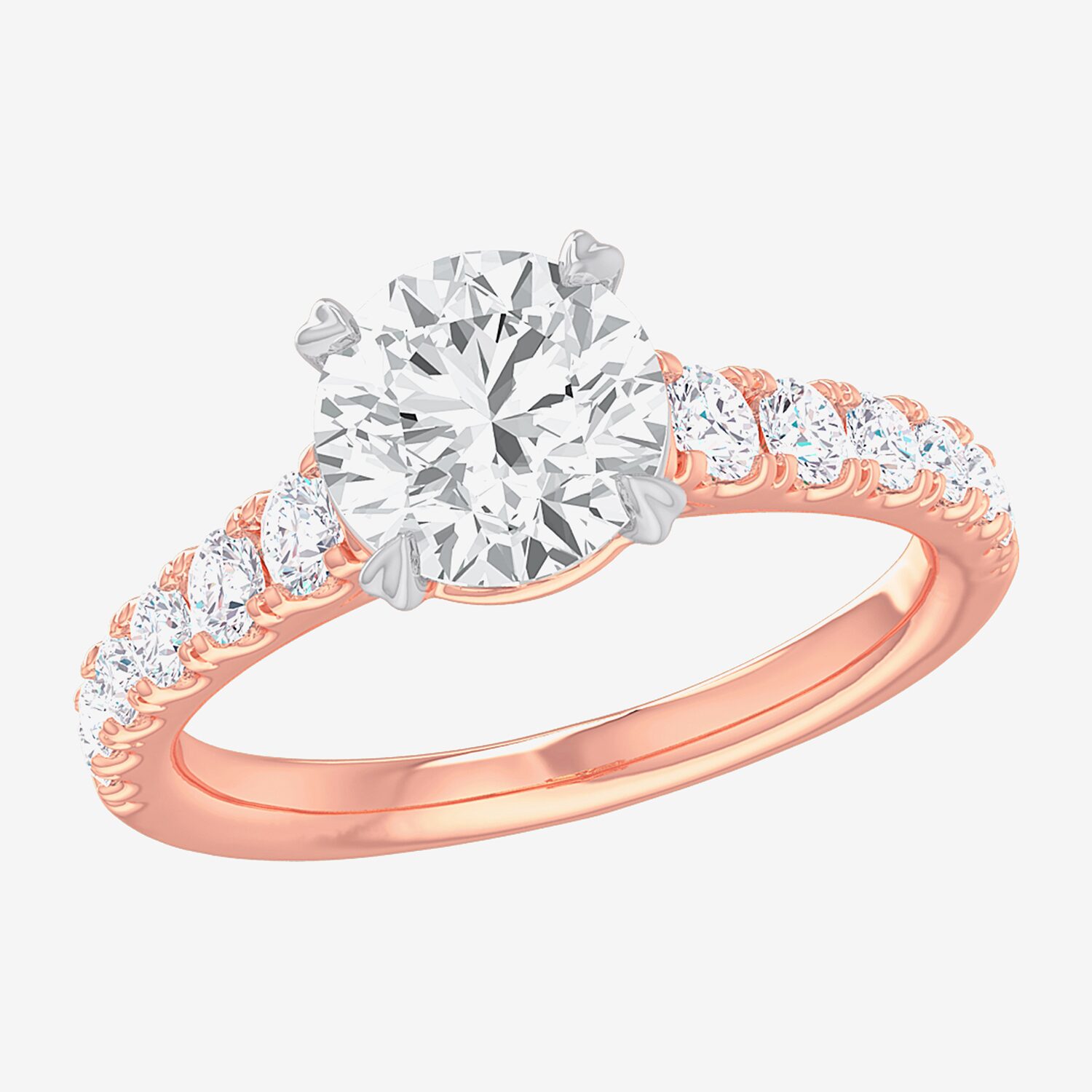 G-H / Si1-Si2) Womens 1/ CT. T.W. Lab Grown White Diamond 14K Gold Round Side Stone Engagement Ring