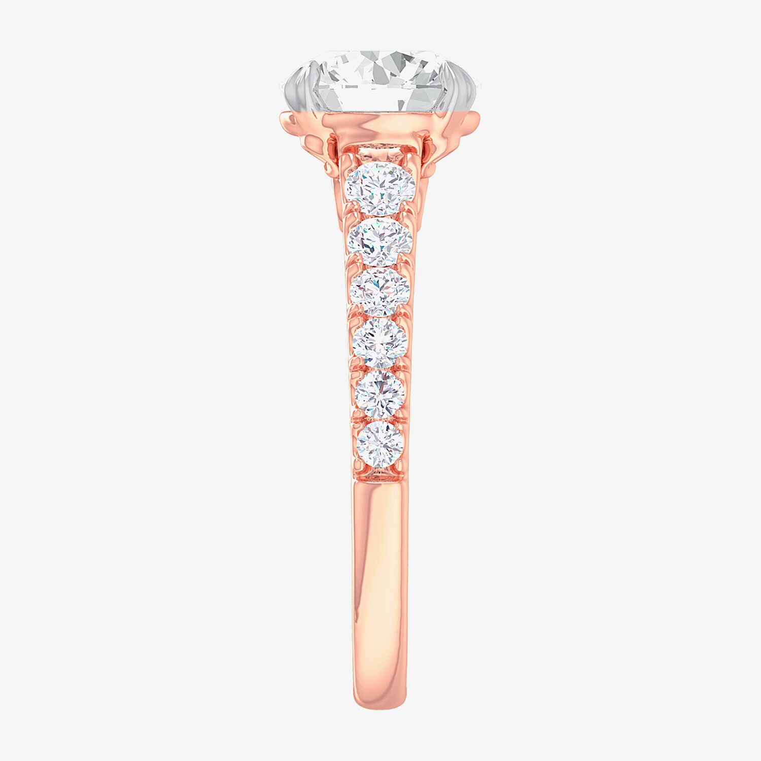 G-H / Si1-Si2) Womens 1/ CT. T.W. Lab Grown White Diamond 14K Gold Round Side Stone Engagement Ring