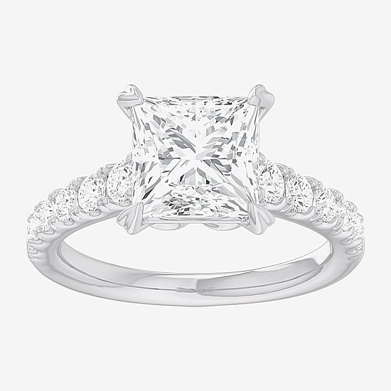 (G-H / Si1-Si2) Womens 3 1/2 CT. T.W Lab Grown White Diamond 14K Gold Side Stone Engagement Ring