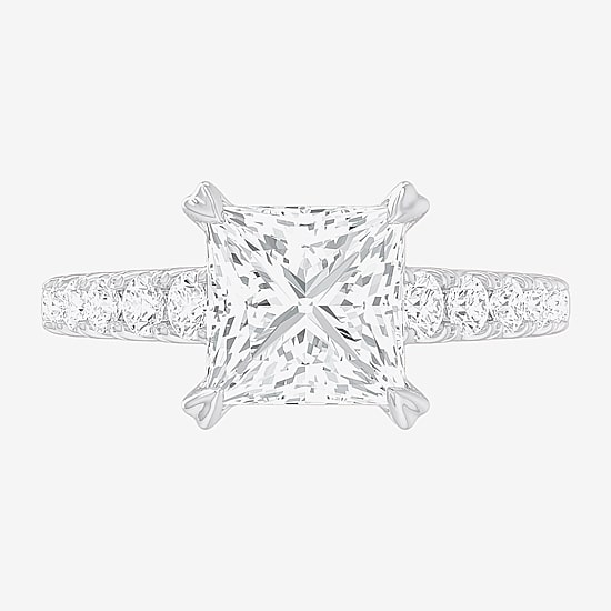 (G-H / Si1-Si2) Womens 3 1/2 CT. T.W Lab Grown White Diamond 14K Gold Side Stone Engagement Ring