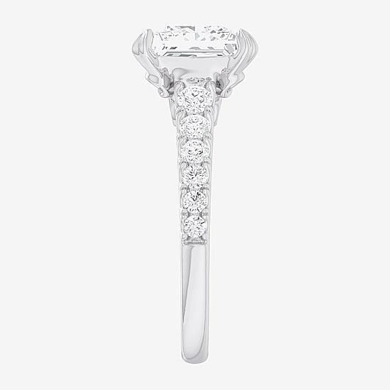 (G-H / Si1-Si2) Womens 3 1/2 CT. T.W Lab Grown White Diamond 14K Gold Side Stone Engagement Ring