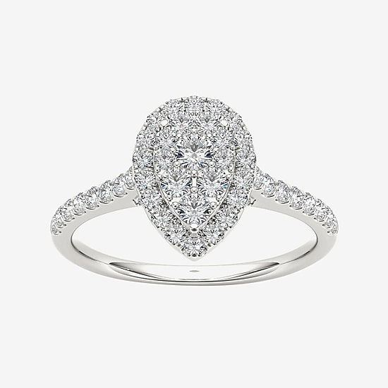 3/4 CT.T.W. Natural Diamond 10K White Gold Pear-Shaped Engagement Ring