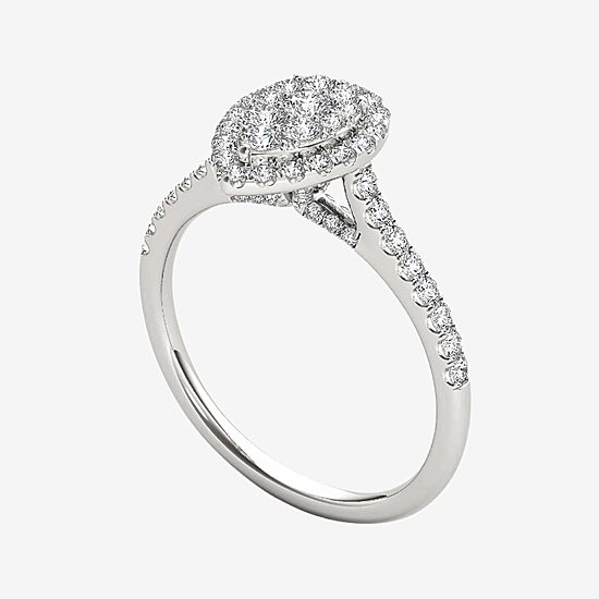 3/4 CT.T.W. Natural Diamond 10K White Gold Pear-Shaped Engagement Ring
