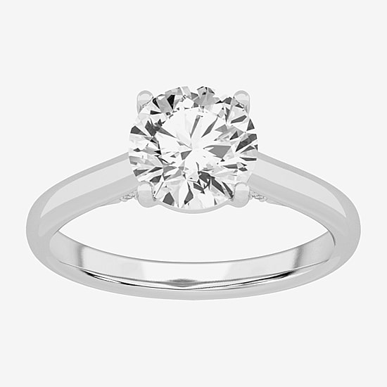 Solitaire Ring (G-H / Si1-Si2) Womens 2 CT. T.W. Lab Grown White Diamond 14K Gold Round Solitaire Engagement Ring