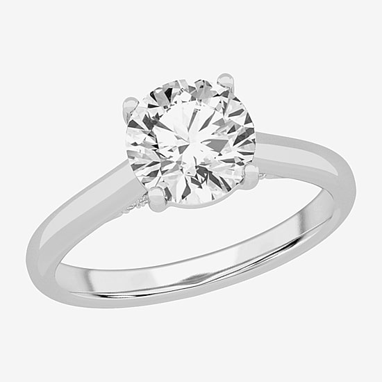 Solitaire Ring (G-H / Si1-Si2) Womens 2 CT. T.W. Lab Grown White Diamond 14K Gold Round Solitaire Engagement Ring