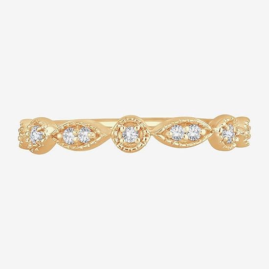 Womens 1/10 CT. T.W. Natural White Diamond 10K Gold Wedding Band