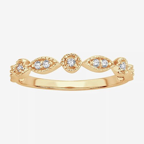 Modern Bride Womens 1/10 Ct. T.w. Natural White Diamond 10k Gold Wedding Band In Yellow