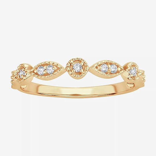 Womens 1/10 CT. T.W. Natural White Diamond 10K Gold Wedding Band
