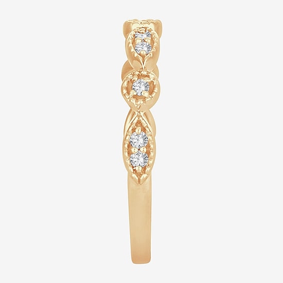 Womens 1/10 CT. T.W. Natural White Diamond 10K Gold Wedding Band