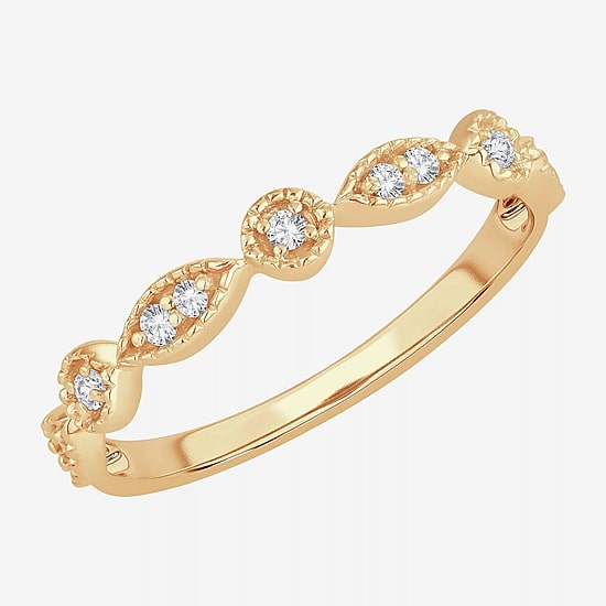 Womens 1/10 CT. T.W. Natural White Diamond 10K Gold Wedding Band