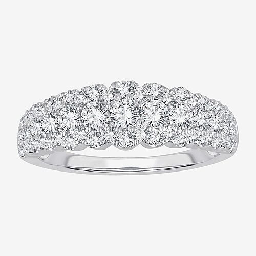 Womens 1 CT. T.W. Natural White Diamond 10K Gold Anniversary Band, 8, White