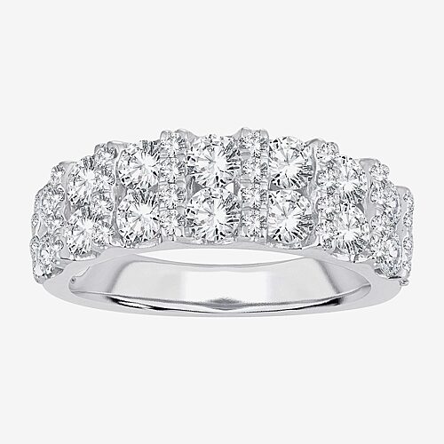 Modern Bride Womens 2 Ct. T.w. Natural White Diamond 10k Gold Anniversary Wedding Band