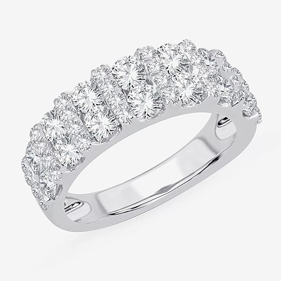 Womens 2 CT. T.W. Natural White Diamond 10K Gold Anniversary Wedding Band