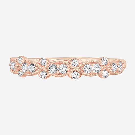 Womens 1/4 CT. T.W. Natural White Diamond 10K Gold Anniversary Wedding Band