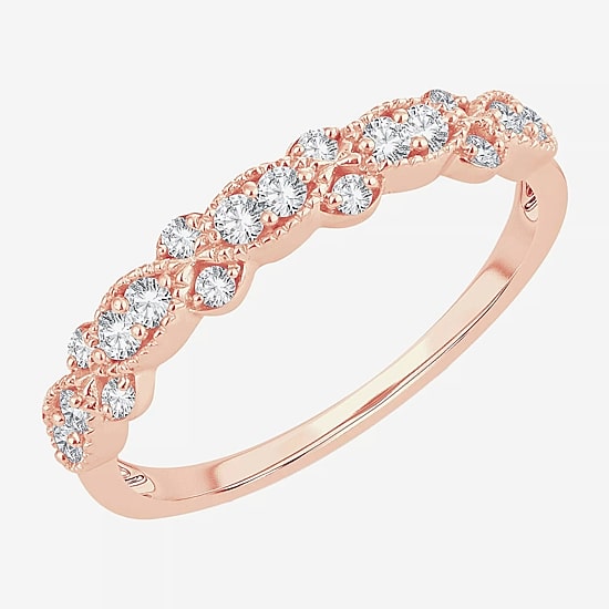 Womens 1/4 CT. T.W. Natural White Diamond 10K Gold Anniversary Wedding Band