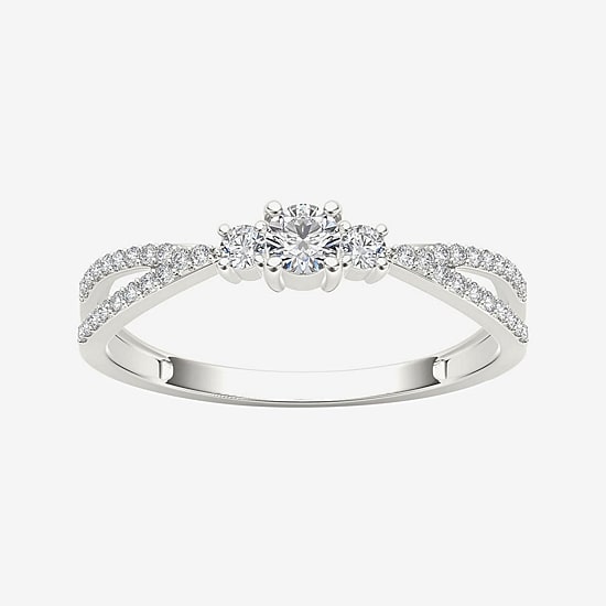 1/4 CT.T.W. Natural Diamond 10K White Gold 3-Stone Engagement Ring