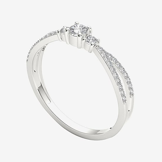 1/4 CT.T.W. Natural Diamond 10K White Gold 3-Stone Engagement Ring