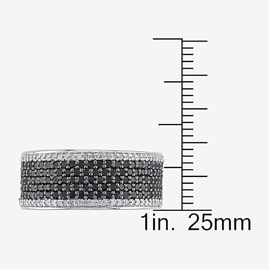 Midnight Black Womens 6MM 1 CT. T.W. Natural Black Diamond Sterling Silver Anniversary Band