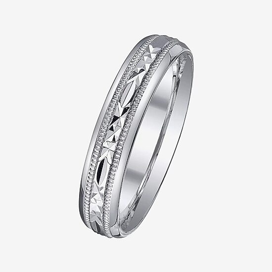  Personalized 4mm Comfort Fit Criss-Cross Sterling Silver Wedding Band