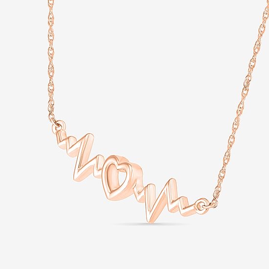 Womens 10K Gold Heart 18 Inch Pendant Necklace