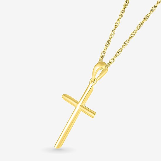 Womens 10K Gold Cross 18 Inch Pendant Necklace