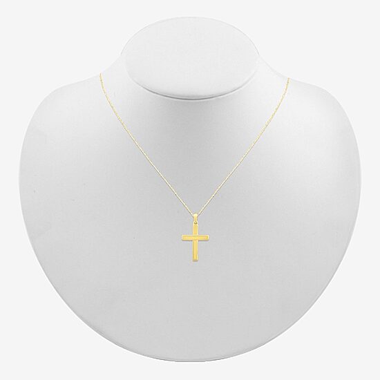Womens 10K Gold Cross 18 Inch Pendant Necklace