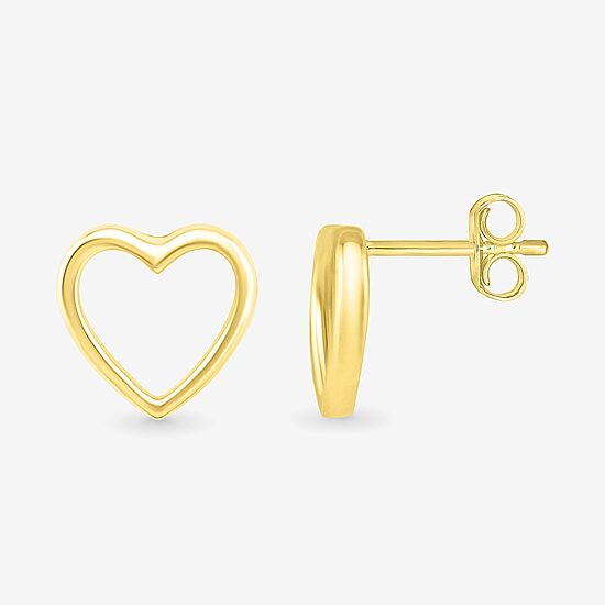10K Gold 8.1mm Heart Stud Earrings