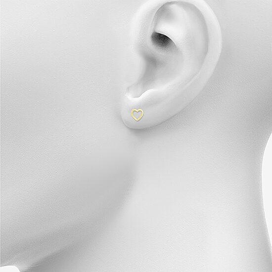 10K Gold 8.1mm Heart Stud Earrings