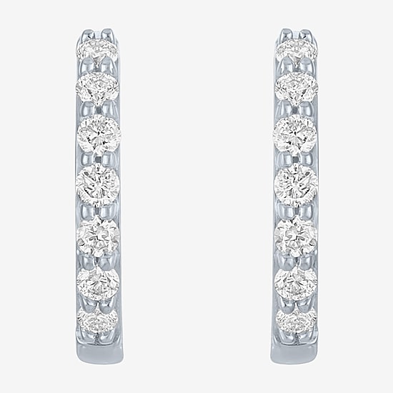 (H-I / SI2-I1) Diamond Addiction 1/4 CT. T.W. Lab Grown White Diamond 13mm Hoop Earrings