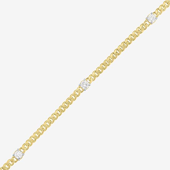 Diamond Addiction (G-H / Si2-I1) Womens 10K Gold 8 Inch Hollow Curb Chain Bracelet
