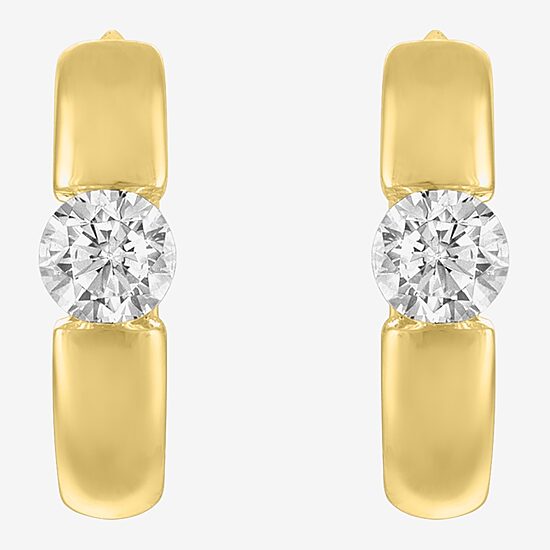 Diamond Addiction (G-H / I1-I2) Womens 1/3 CT. T.W. Lab Grown White Diamond 10K Gold Round Hoop Earrings