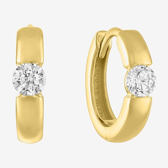 Diamond Addiction (G-H / I1-I2) Womens 1/3 CT. T.W. Lab Grown White Diamond 10K Gold Round Hoop Earrings